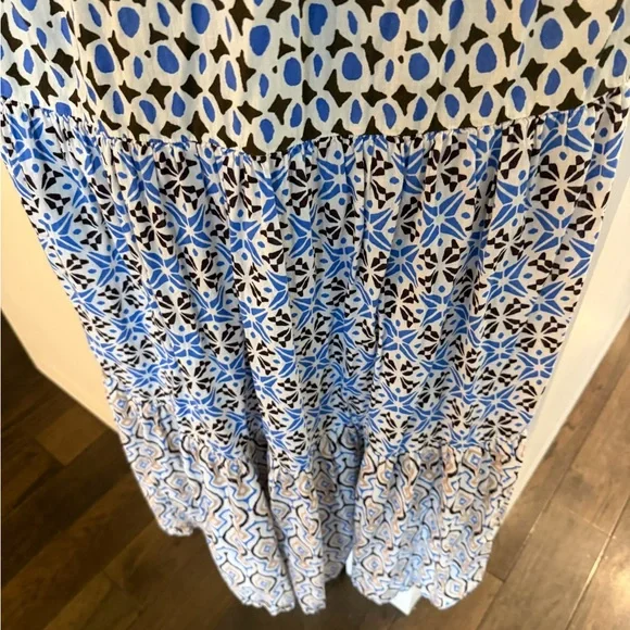 Zara Blue & White midi patchwork dress size small soho NYC - Picture 7 of 7